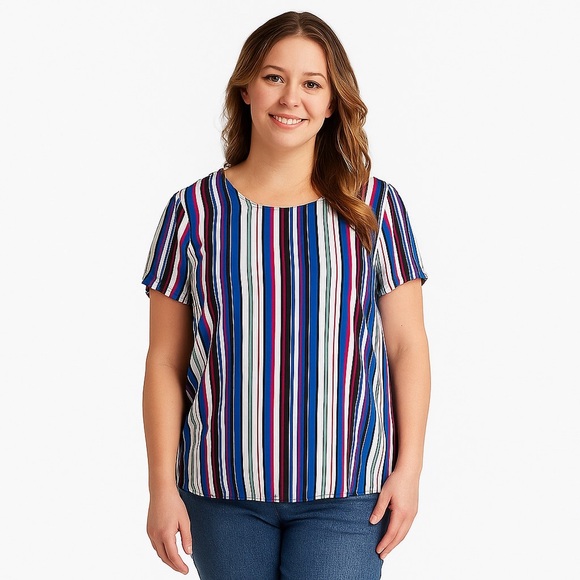 Anthropologie W5 Striped Multicolor Women's Top Size L - Picture 1 of 6